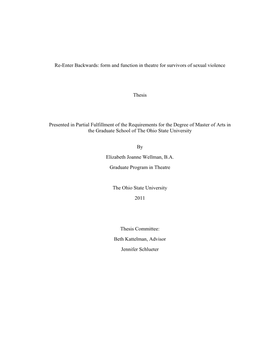 Form and Function in Theatre for Survivors of Sexual Violence