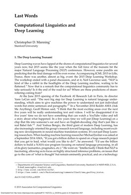 Computational Linguistics and Deep Learning