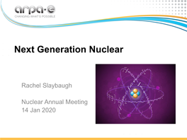 Next Generation Nuclear