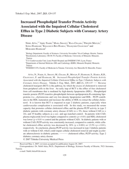 Increased Phospholipid Transfer Protein Activity Associated with the Impaired Cellular Cholesterol Efflux in Type 2 Diabetic Subjects with Coronary Artery Disease