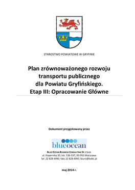 Zrównoważonego Rozwoju Transportu Publicznego Dla Powiatu Gryfińskiego