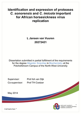 Identification and Expression of Proteases C. Sonorensis and C. Imicola Important for African Horsesickness Virus Replication