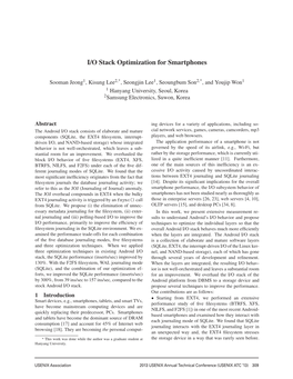 I/O Stack Optimization for Smartphones