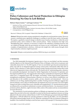 Policy Coherence and Social Protection in Ethiopia: Ensuring No One Is Left Behind