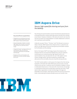 IBM Aspera Drive Secure, High-Speed File Sharing and Sync from the Desktop