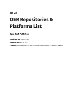 OER Repositories & Platforms List