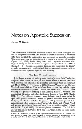 Notes on Apostolic Succession