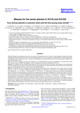 Masses for the Seven Planets in K2-32 and K2-233 Four Diverse Planets in Resonant Chain and the ﬁrst Young Rocky Worlds?,?? J