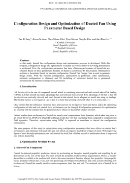 Configuration Design and Optimization of Ducted Fan Using Parameter Based Design