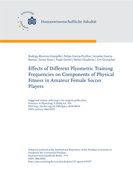 Effects of Different Plyometric Training Frequencies on Components of Physical Fitness in Amateur Female Soccer Players