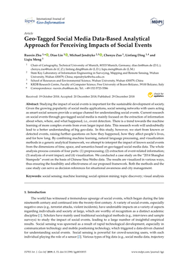 Geo-Tagged Social Media Data-Based Analytical Approach for Perceiving Impacts of Social Events