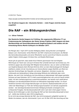 Die RAF – Ein Bildungsmärchen