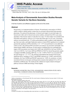 Meta-Analysis of Genomewide Association Studies Reveals Genetic Variants for Hip Bone Geometry