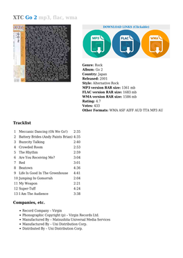 XTC Go 2 Mp3, Flac, Wma