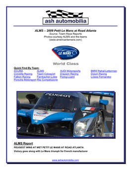 2009 Petit Le Mans at Road Atlanta ALMS Report