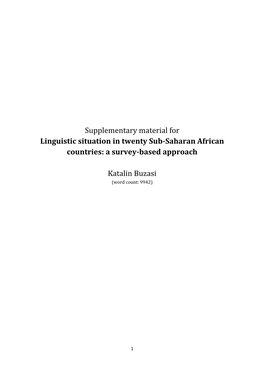 Supplementary Material for Linguistic Situation in Twenty Sub-Saharan African Countries: a Survey-Based Approach