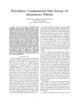 Hydraspace: Computational Data Storage for Autonomous Vehicles