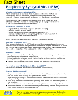 Respiratory Syncytial Virus (RSV) Fact Sheet