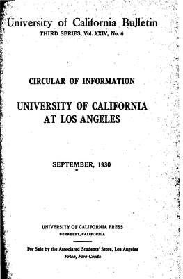 University of California Bulletin 1930-31