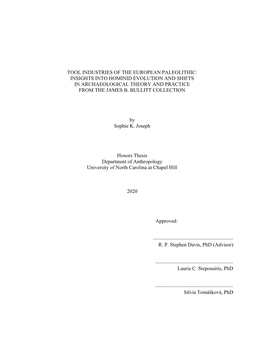 Tool Industries of the European Paleolithic: Insights Into Hominid Evolution and Shifts in Archaeological Theory and Practice from the James B