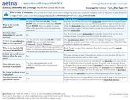 Summary of Benefits and Coverage: Aetna Silver $20 Copay $5950