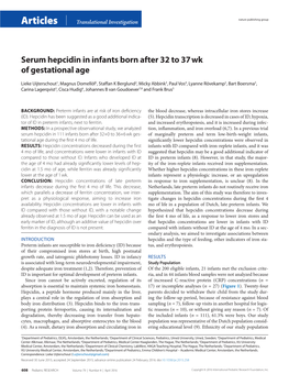 Serum Hepcidin in Infants Born After 32 to 37 Wk of Gestational Age