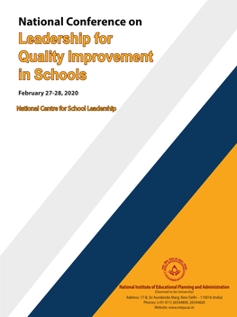 National Conference on Leadership for Quality Improvement in Schools February 27-28, 2020