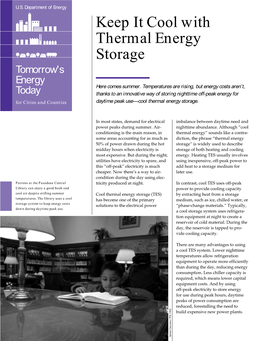 Keep It Cool with Thermal Energy Storage Tomorrow's Energy Here Comes Summer