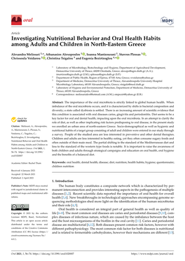 Investigating Nutritional Behavior and Oral Health Habits Among Adults and Children in North-Eastern Greece