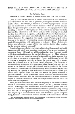 Mast Cells of the Omentum in Relation to States of Adrenocortical Deficiency and Excess*