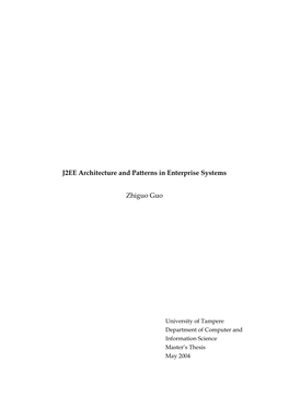 J2EE Architecture and Patterns in Enterprise Systems