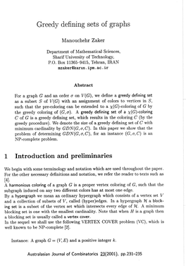 Greedy Defining Sets of Graphs