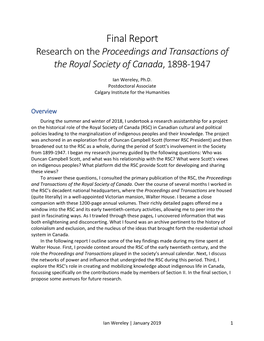 Proceedings and Transactions of the Royal Society of Canada, 1898-1947