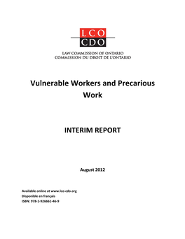 Interim Report on Vulnerable Workers and Precarious Work