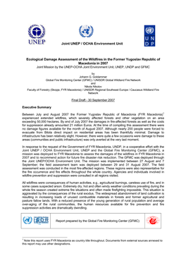 Joint UNEP / OCHA Environment Unit Ecological Damage Assessment Of