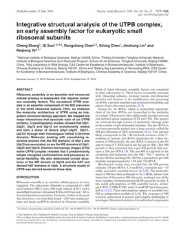 Integrative Structural Analysis of the UTPB Complex, an Early Assembly