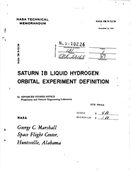 SATURN I B LIQUID HYDROGEN ORBITAL Experl MENT Defl