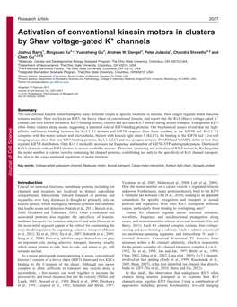 Activation of Conventional Kinesin Motors in Clusters by Shaw Voltage