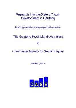 Research Into the State of Youth Development in Gauteng The
