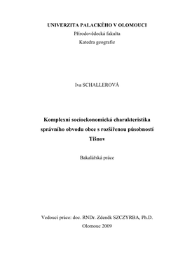 Komplexní Socioekonomická Charakteristika Správního Obvodu Obce S Rozší Řenou P Ůsobností Tišnov