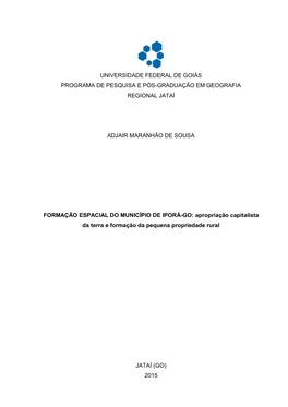 0 Universidade Federal De Goiás Programa De Pesquisa