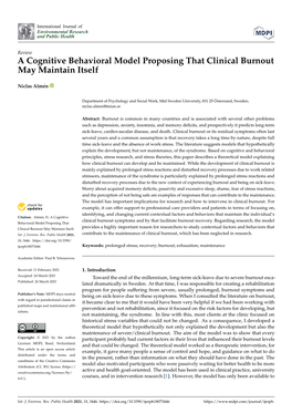 A Cognitive Behavioral Model Proposing That Clinical Burnout May Maintain Itself