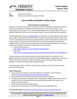 Lyme Carditis and Sudden Cardiac Death