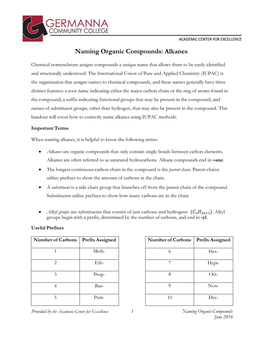 Naming Organic Compounds: Alkanes