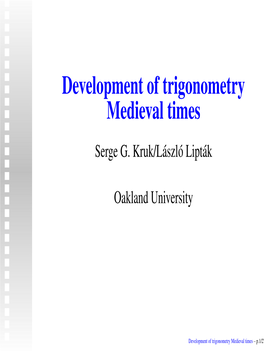 Development of Trigonometry Medieval Times Serge G