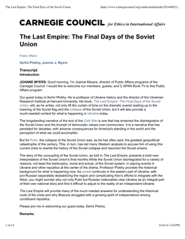 The Last Empire: the Final Days of the Soviet Union