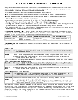 Mla Style for Citing Media Sources