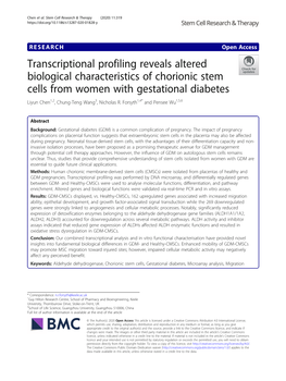 Transcriptional Profiling Reveals Altered Biological Characteristics Of