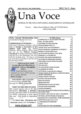 June Una Voce JOURNAL of the PAPUA NEW GUINEA ASSOCIATION of AUSTRALIA INC