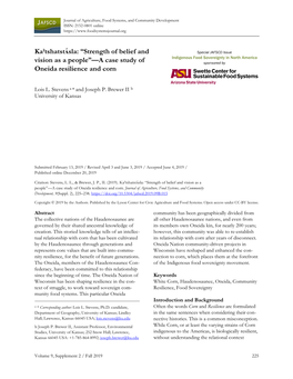 A Case Study of Oneida Resilience and Corn